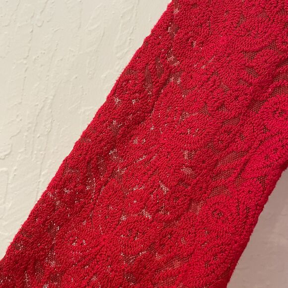 ~ Anthropologie Sm Leifnotes Field Day Dress Red Lace Stretch Mini Small Ruby ~ - Picture 5 of 12